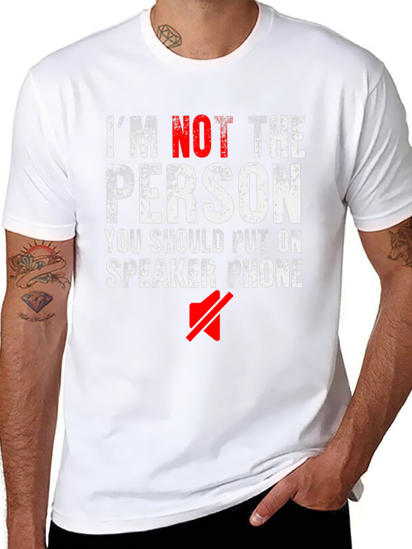 Im Not The Person Speaker Phone Funny Black T-Shirt