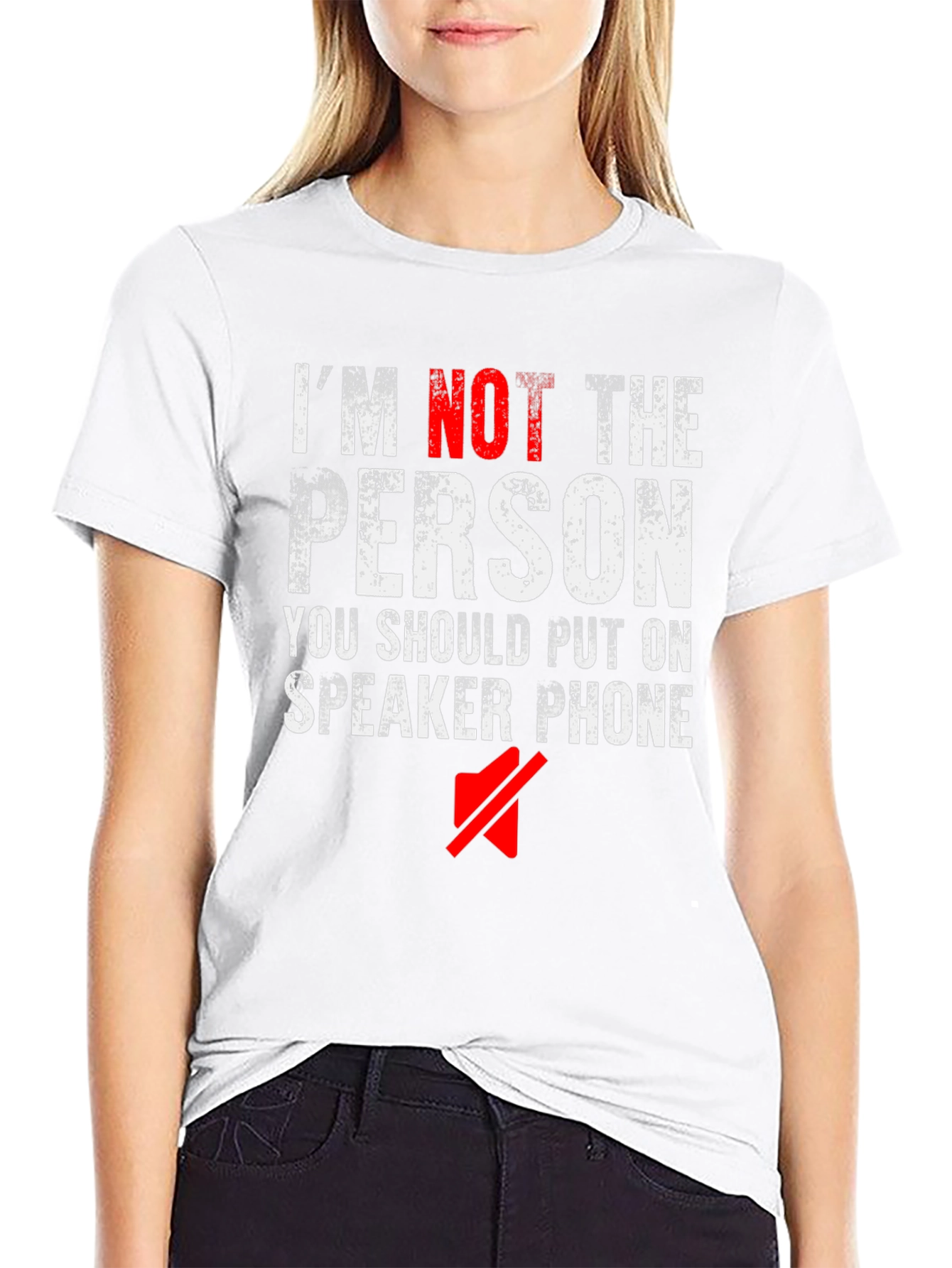 Im Not The Person Speaker Phone Funny Black T-Shirt