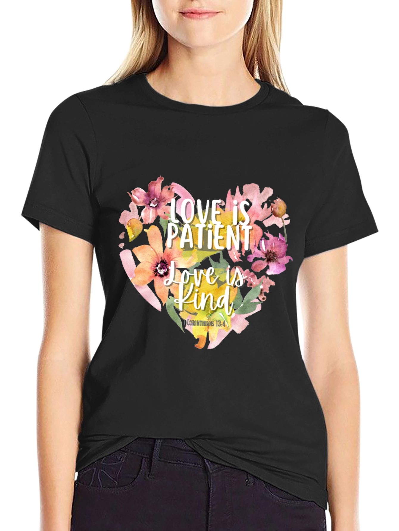 Love is Patient T-Shirt Floral Heart Design