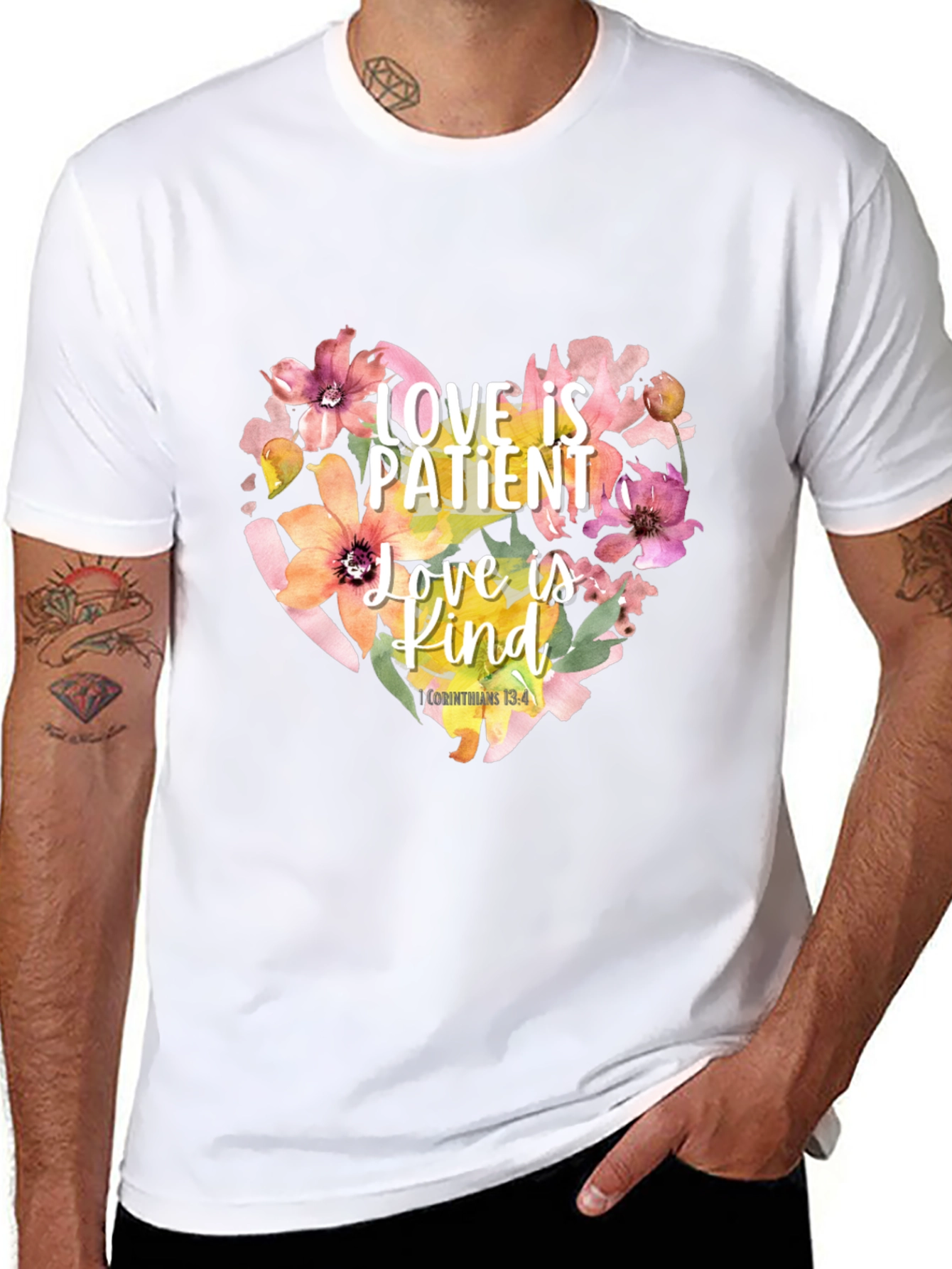 Love is Patient T-Shirt Floral Heart Design