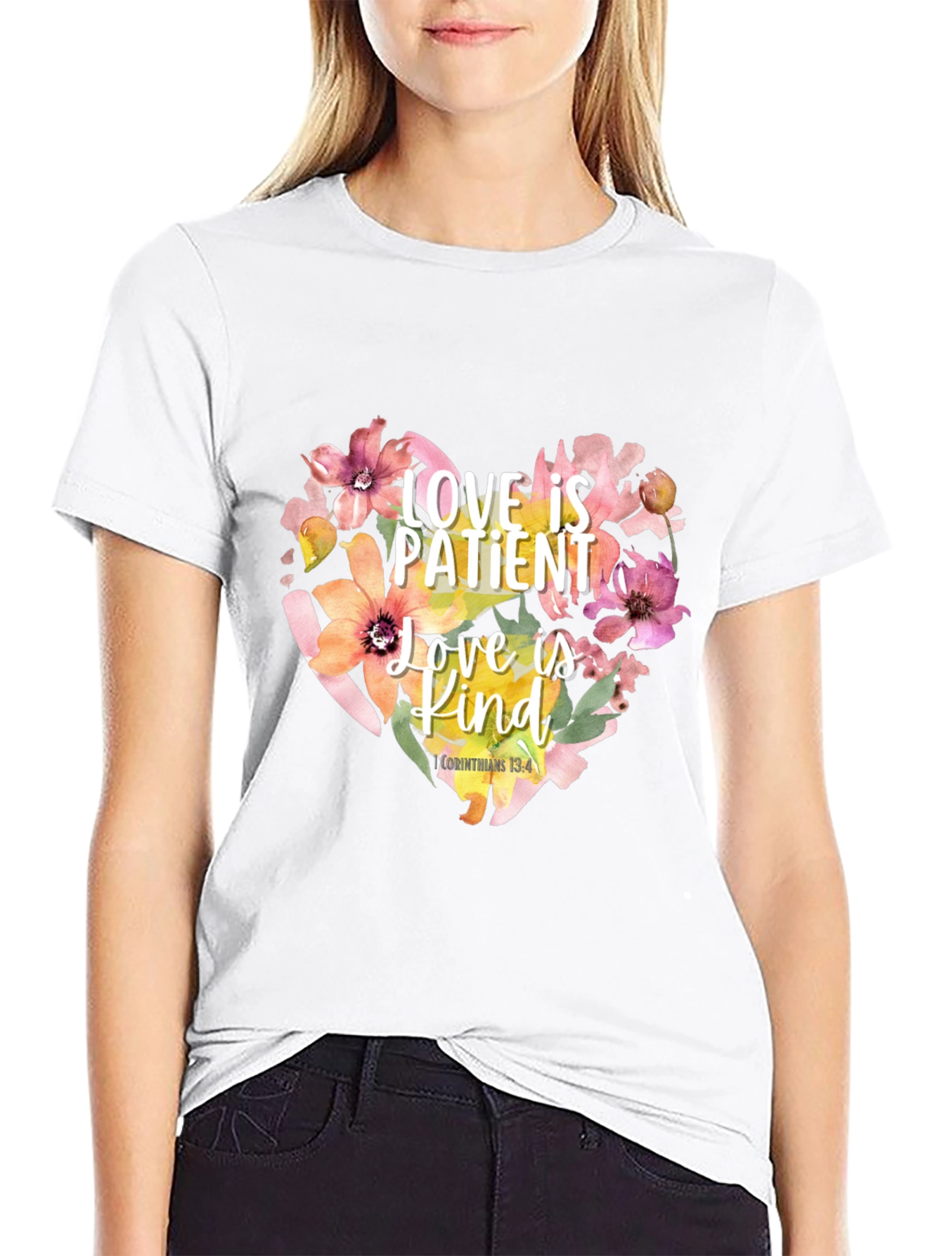 Love is Patient T-Shirt Floral Heart Design