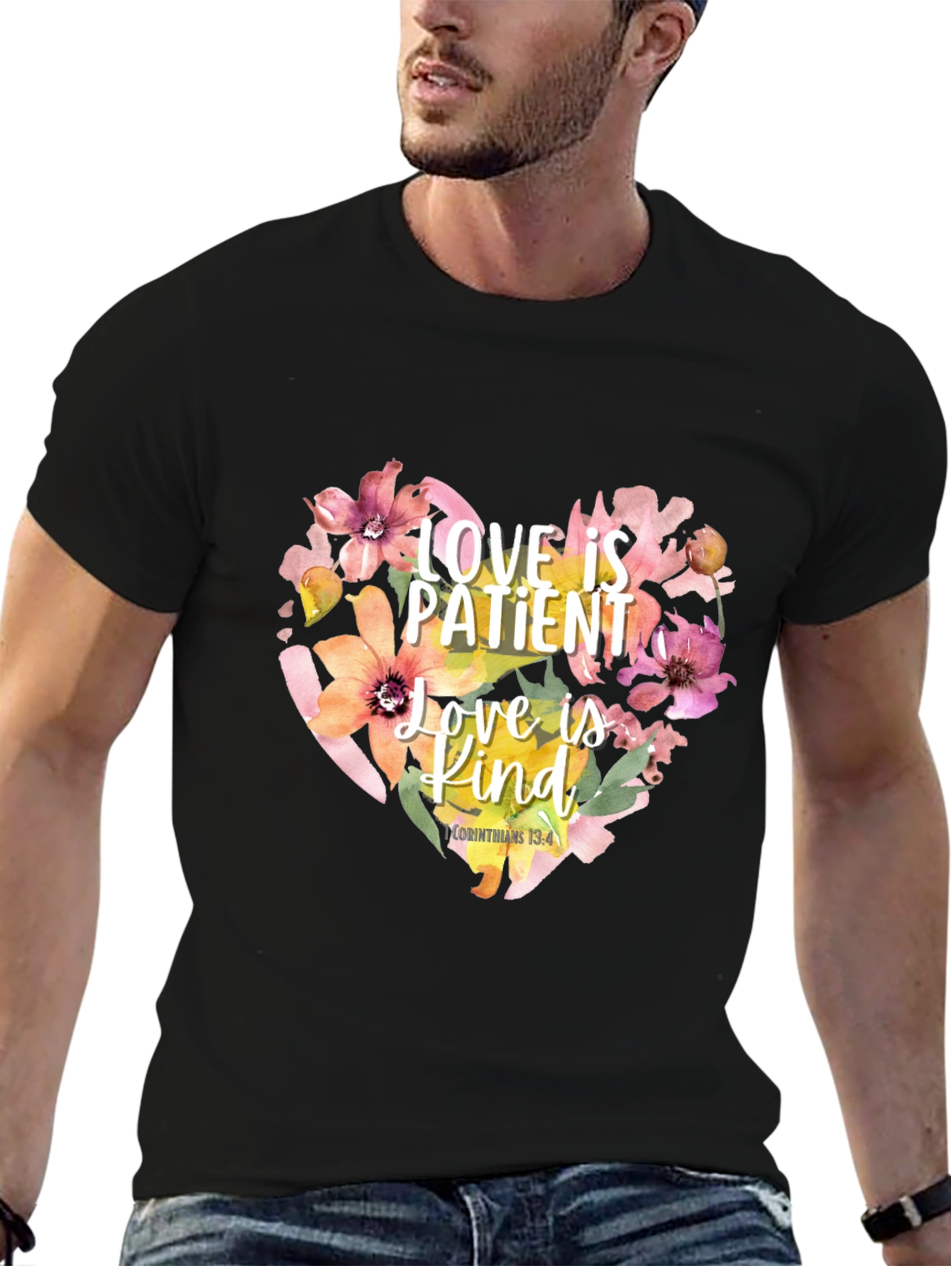 Love is Patient T-Shirt Floral Heart Design