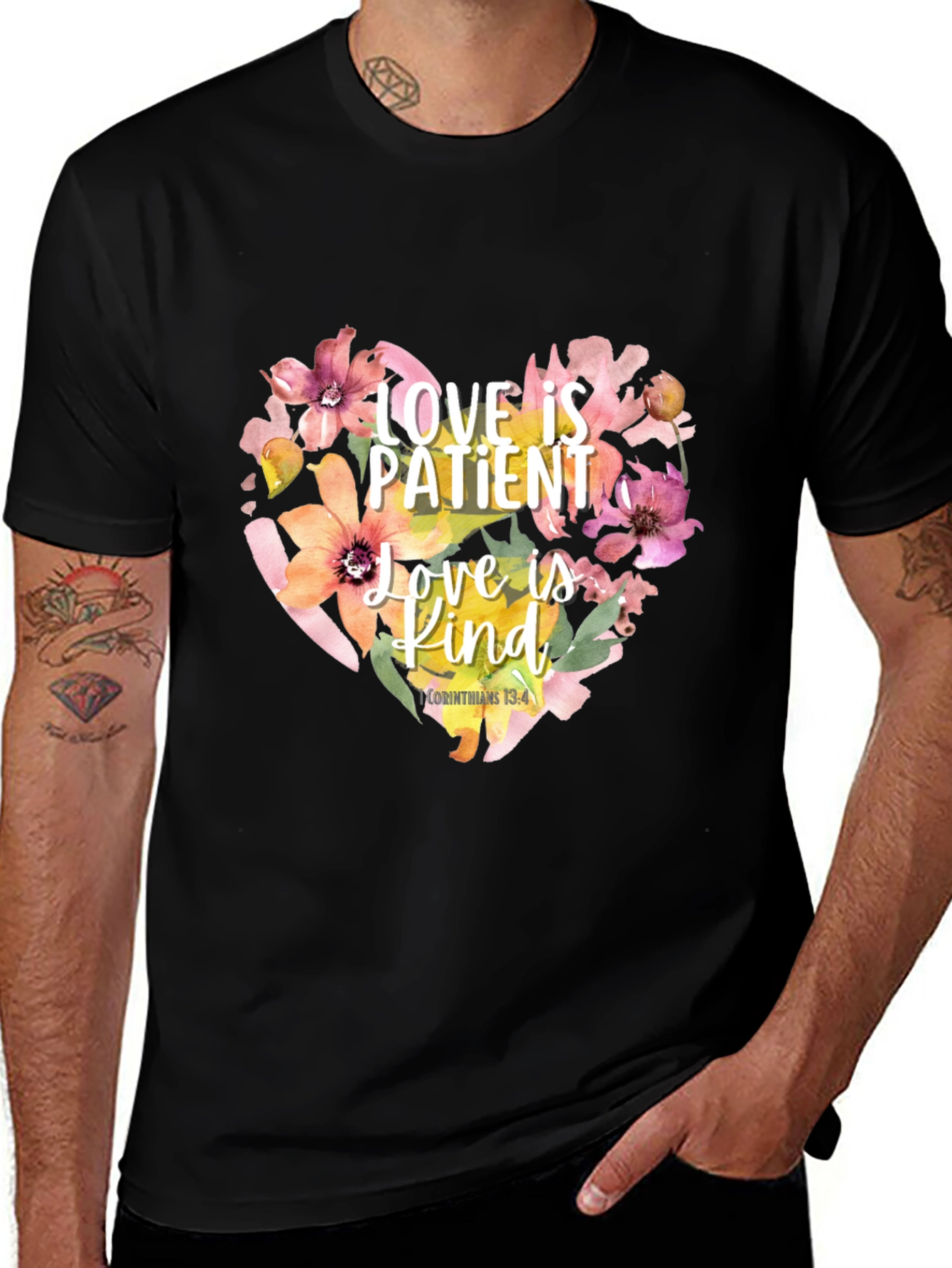 Love is Patient T-Shirt Floral Heart Design