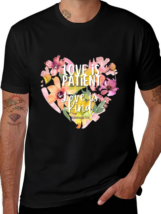 Love is Patient T-Shirt Floral Heart Design