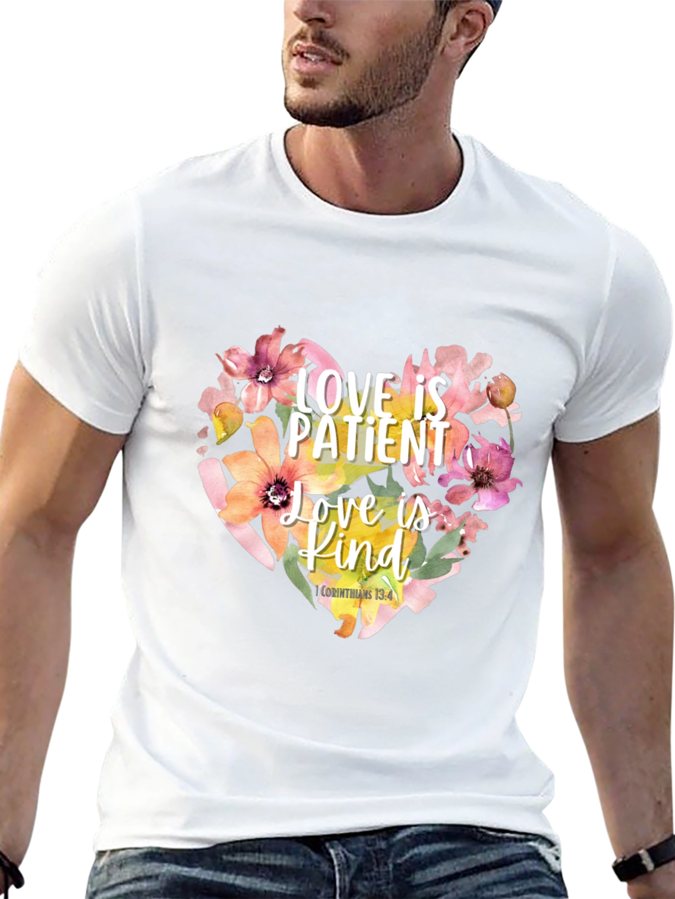 Love is Patient T-Shirt Floral Heart Design