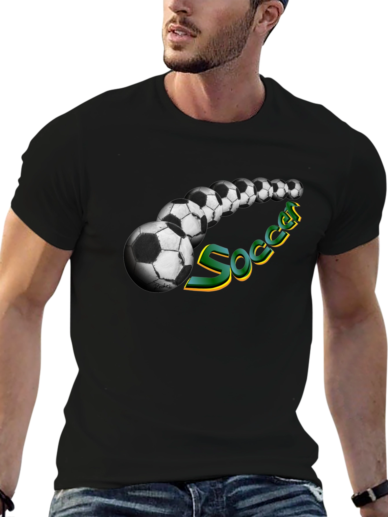 Soccer Ball Graphic Tee - Black