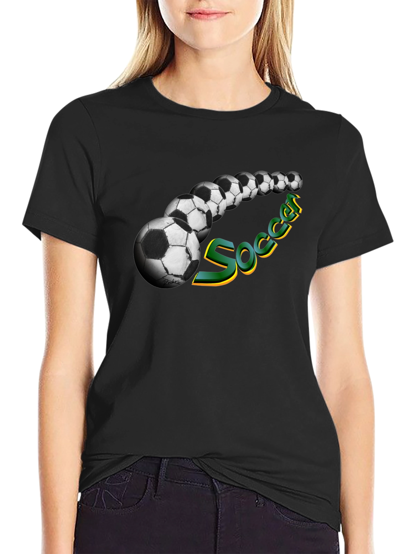 Soccer Ball Graphic Tee - Black
