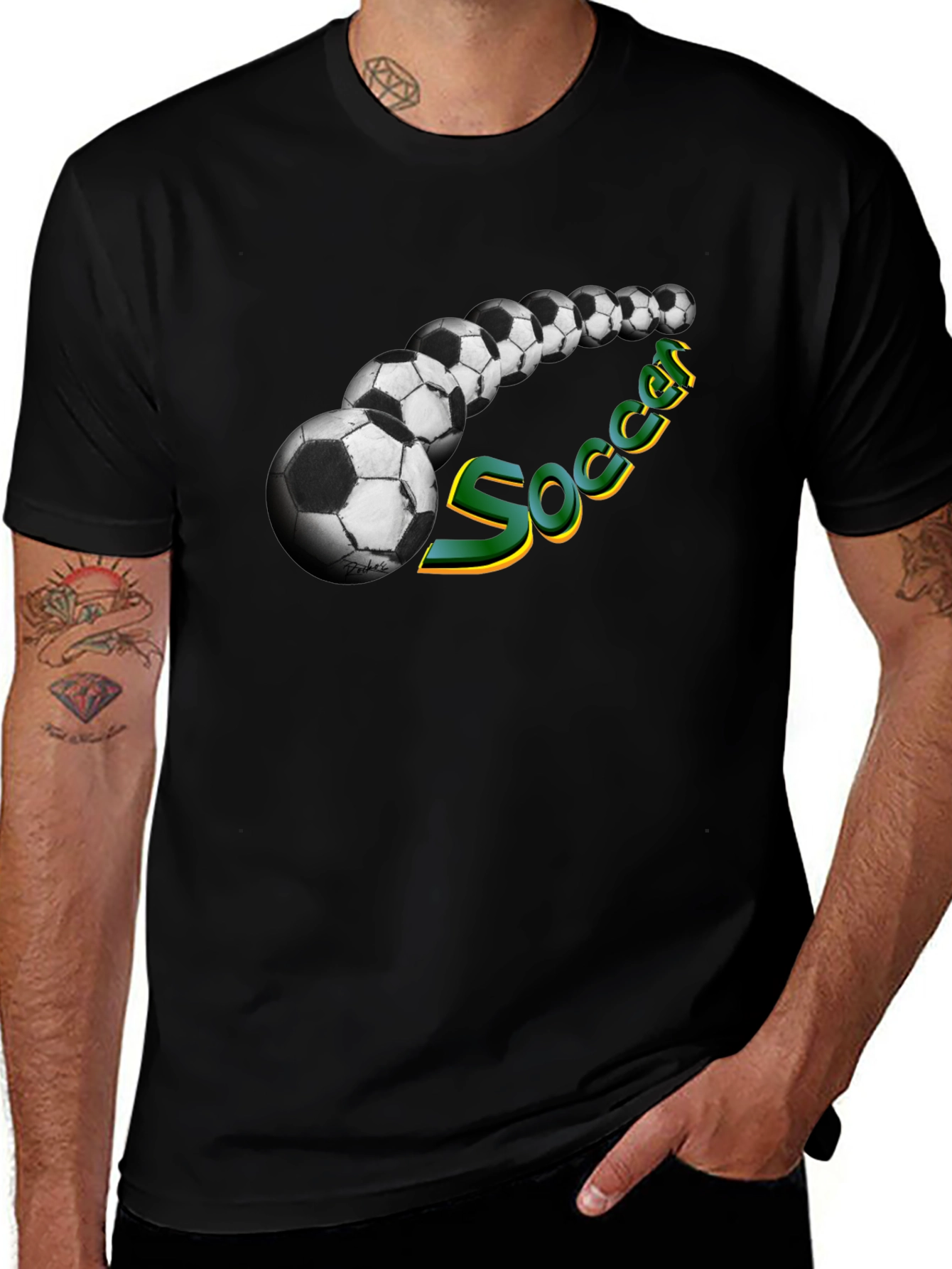 Soccer Ball Graphic Tee - Black
