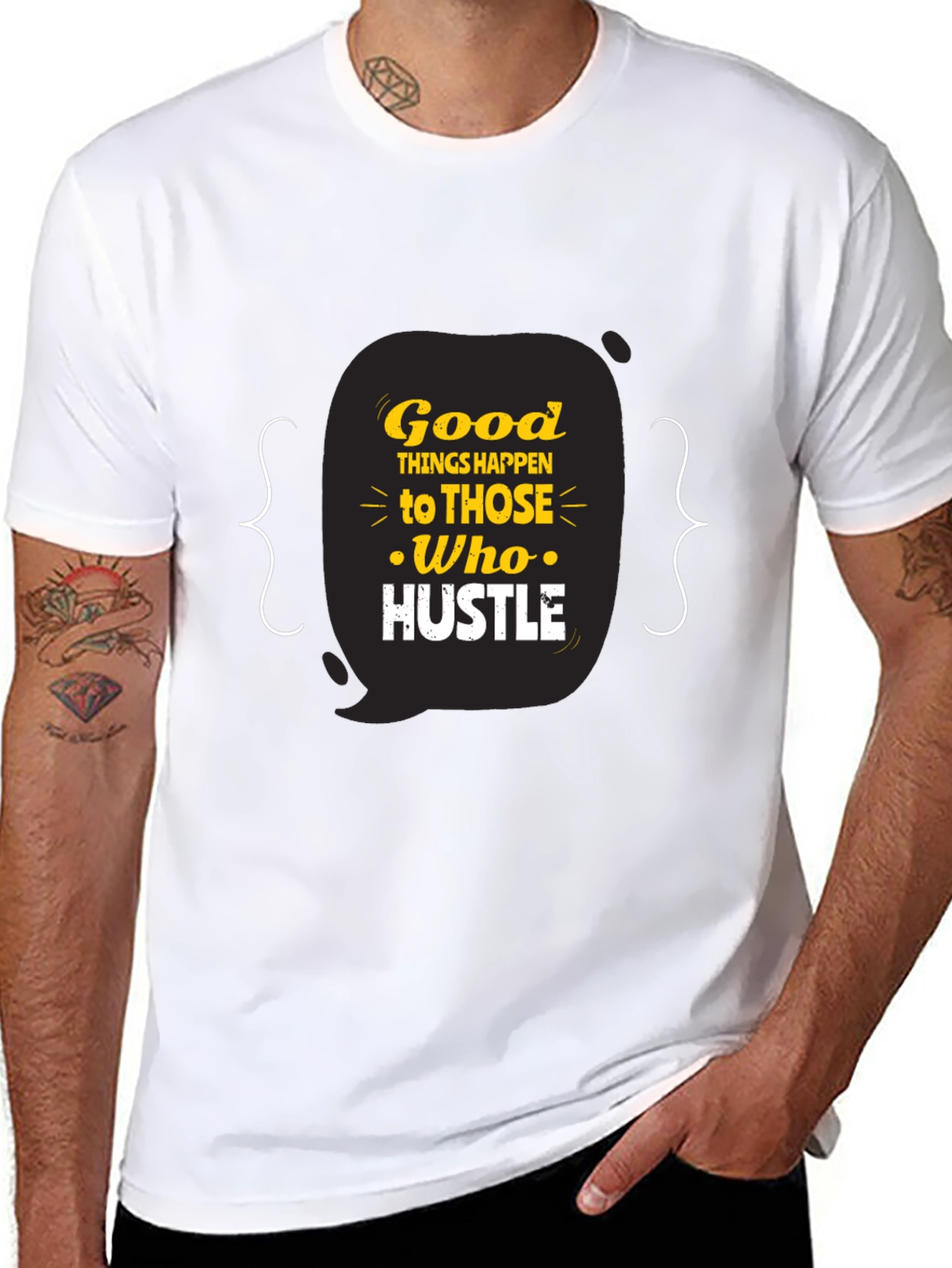 Hustle Graphic Tee - Motivational Black T-Shirt