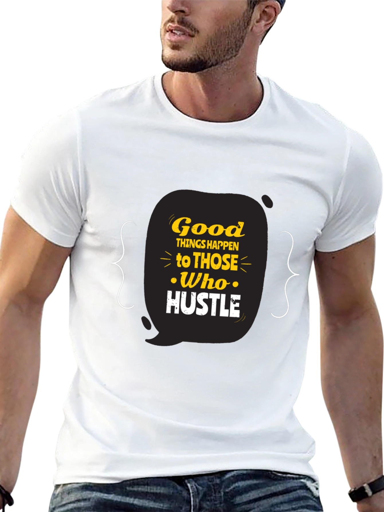 Hustle Graphic Tee - Motivational Black T-Shirt