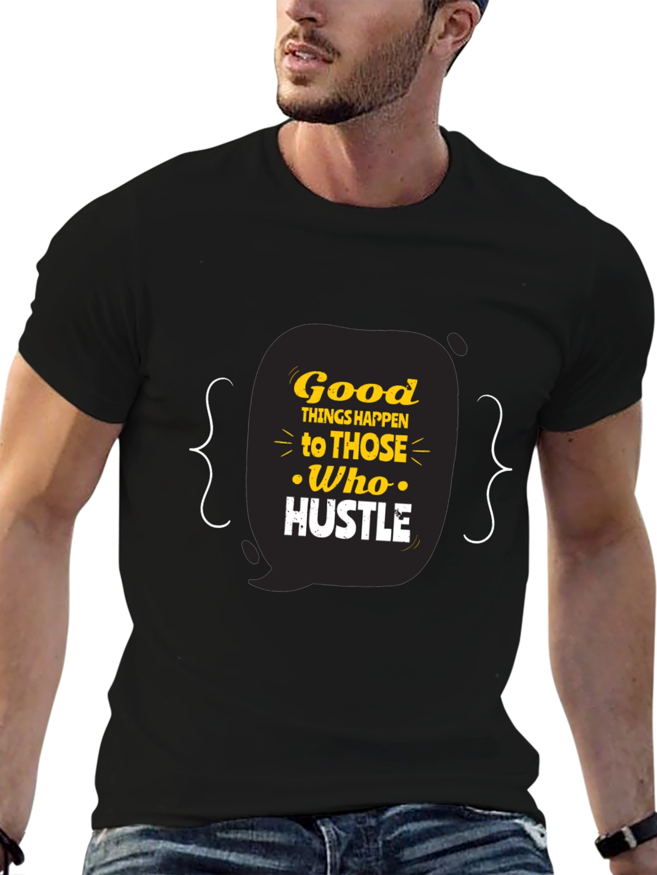 Hustle Graphic Tee - Motivational Black T-Shirt