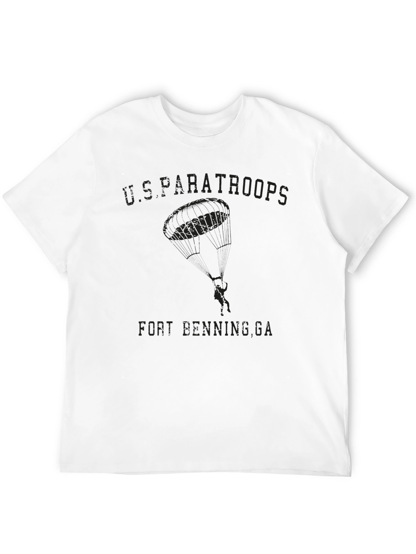 US Paratroops Fort Benning GA Black Graphic T-Shirt