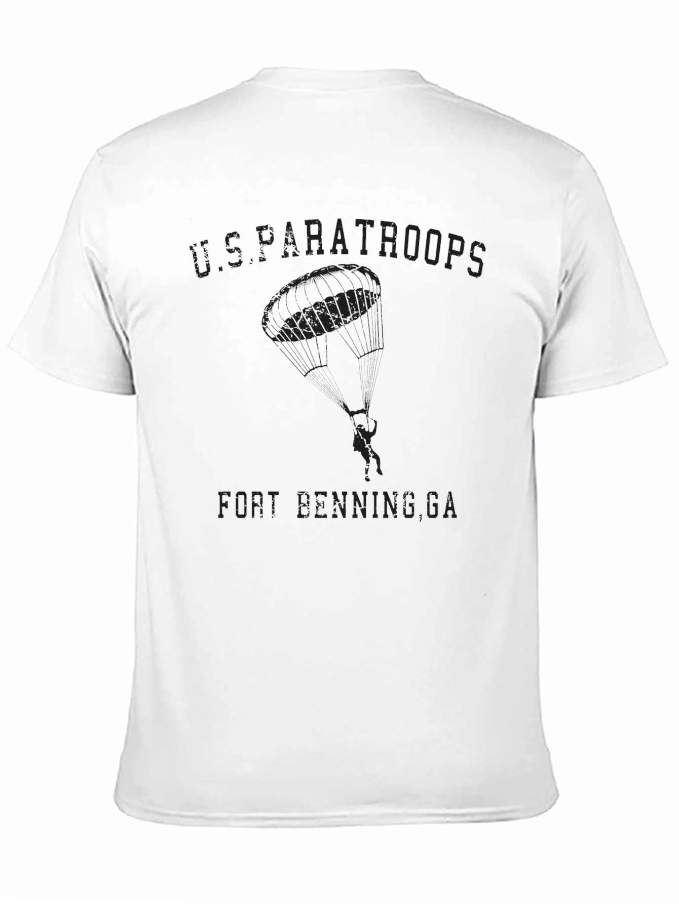 US Paratroops Fort Benning GA Black Graphic T-Shirt