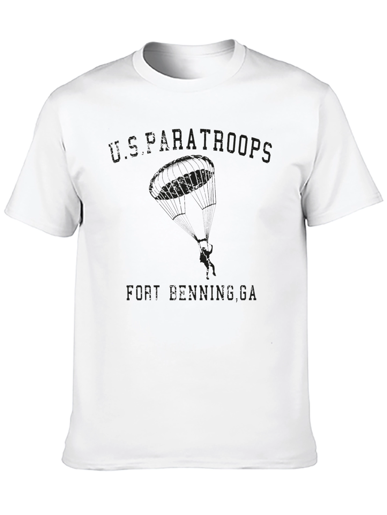 US Paratroops Fort Benning GA Black Graphic T-Shirt
