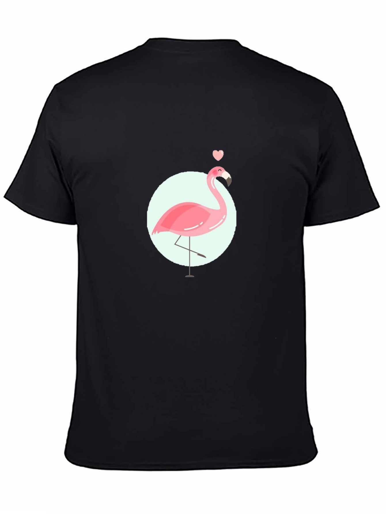 Pink Flamingo Graphic Tee - Black Cotton Casual T-Shirt