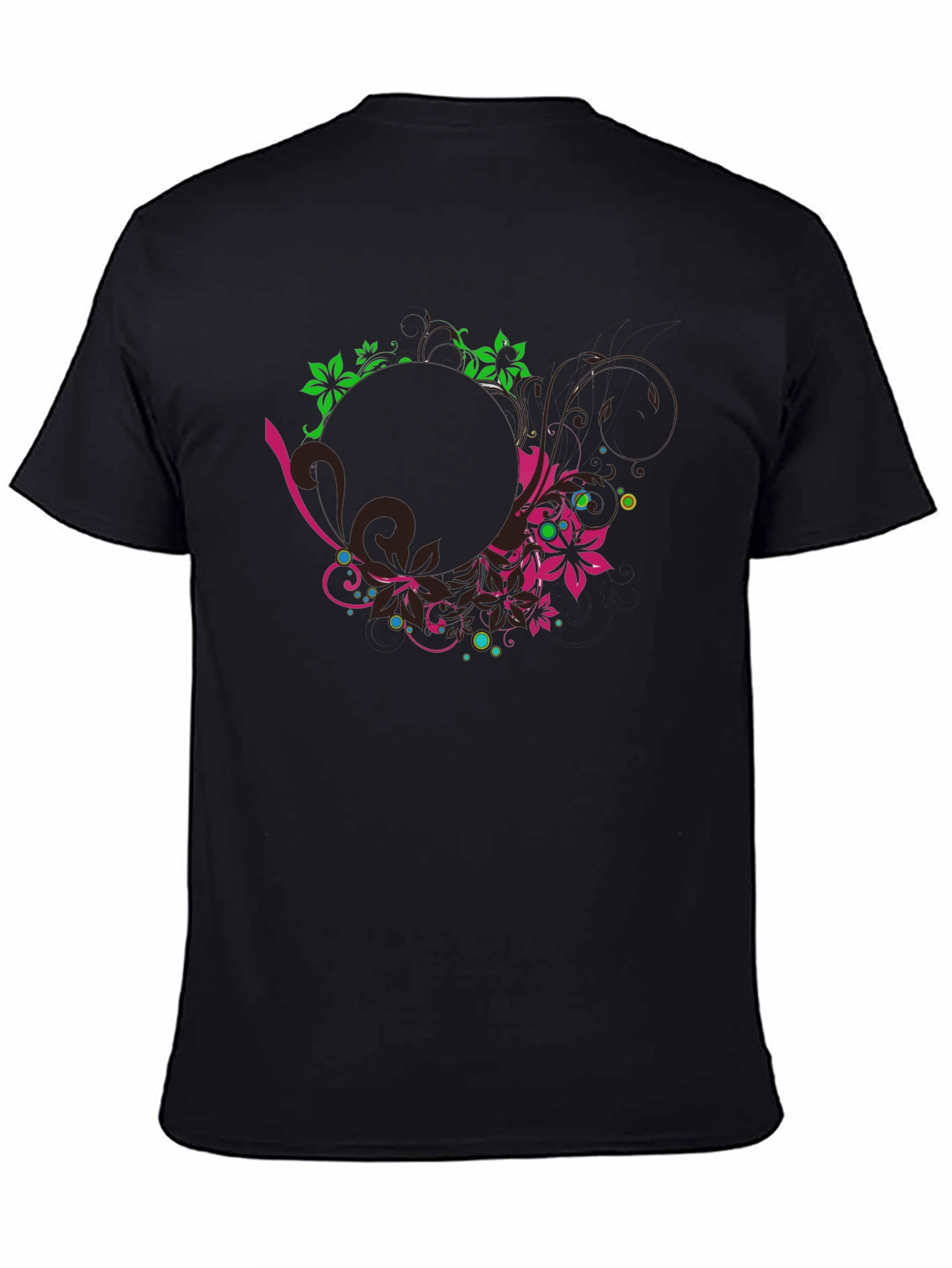 Floral Graphic Print Black T-Shirt