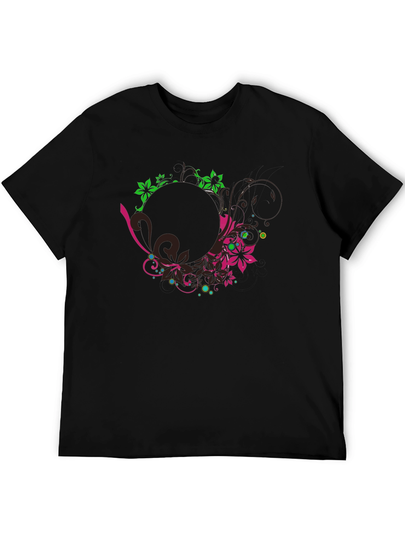 Floral Graphic Print Black T-Shirt