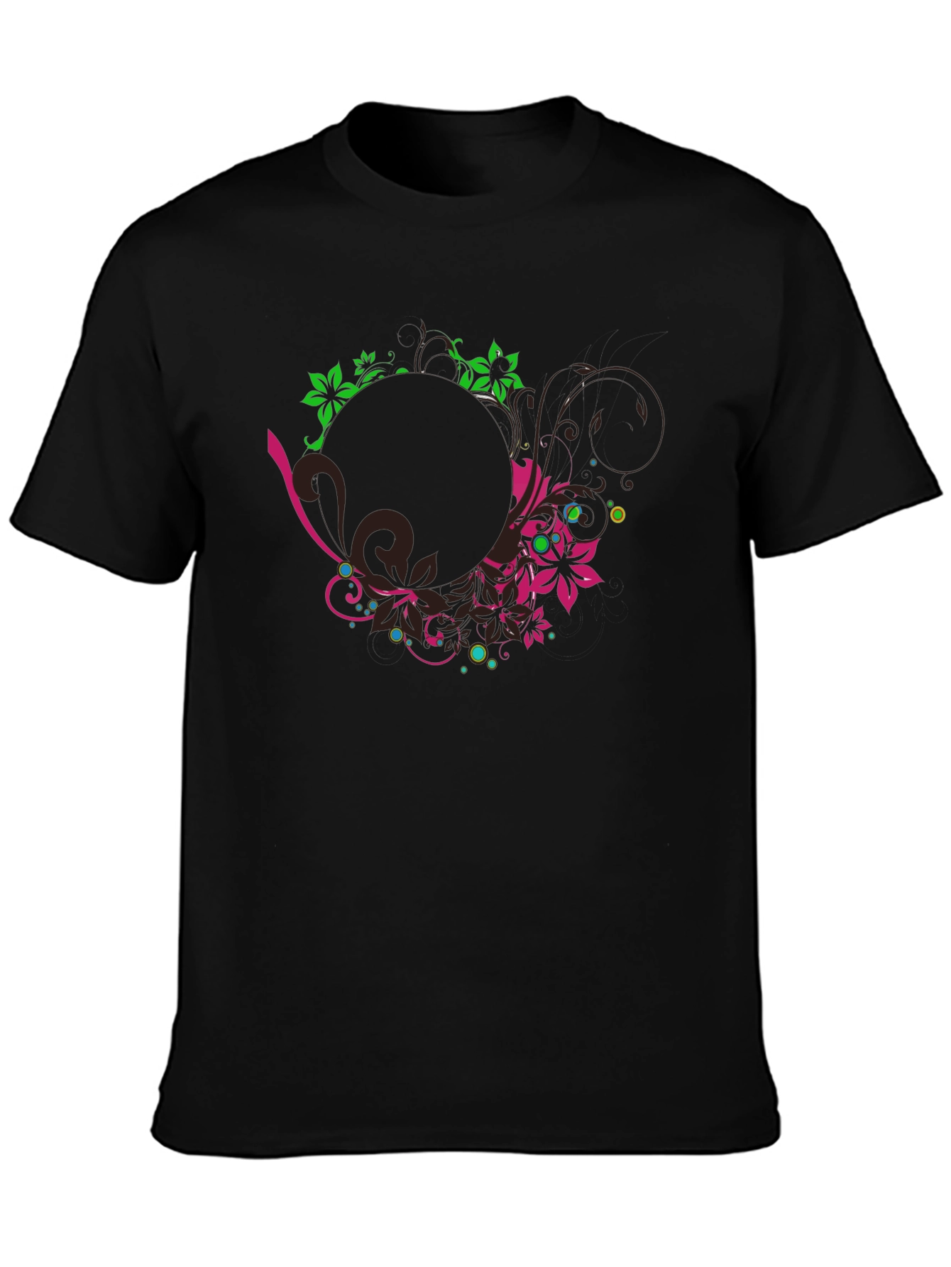 Floral Graphic Print Black T-Shirt