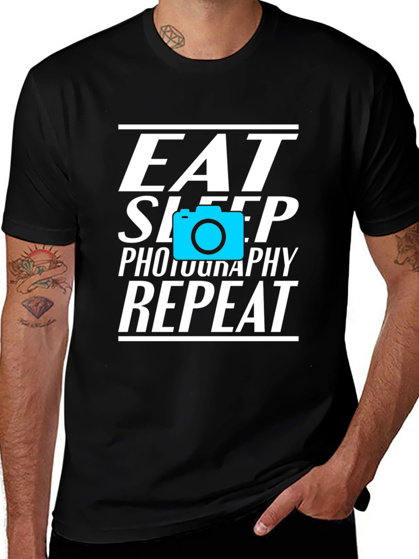 Eat Sleep Photography Repeat Black Graphic Tee