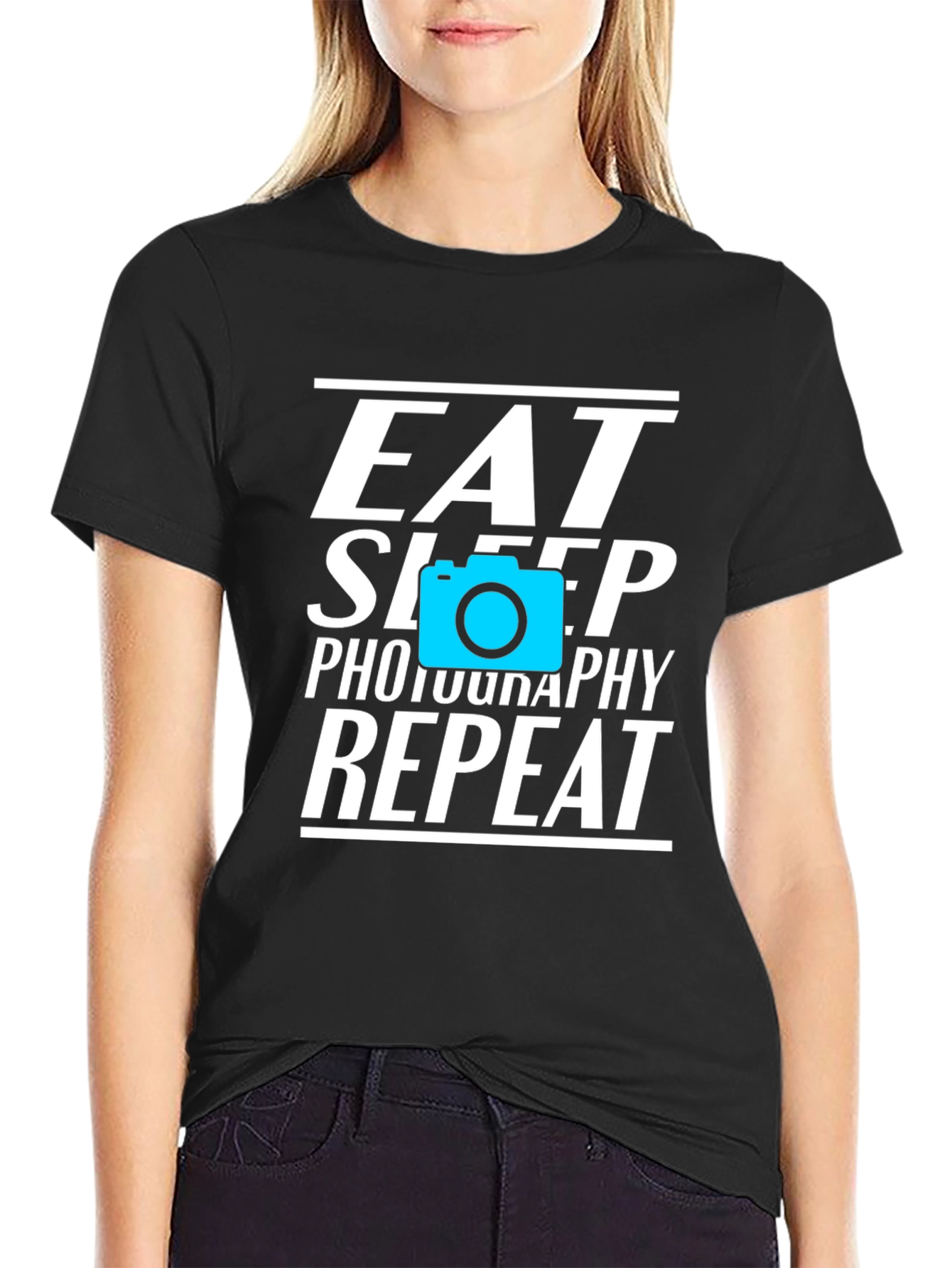 Eat Sleep Photography Repeat Black Graphic Tee