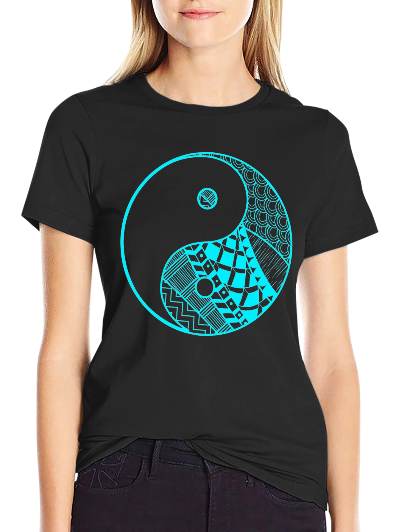 Yin Yang Graphic Tee - Black Cotton T-Shirt