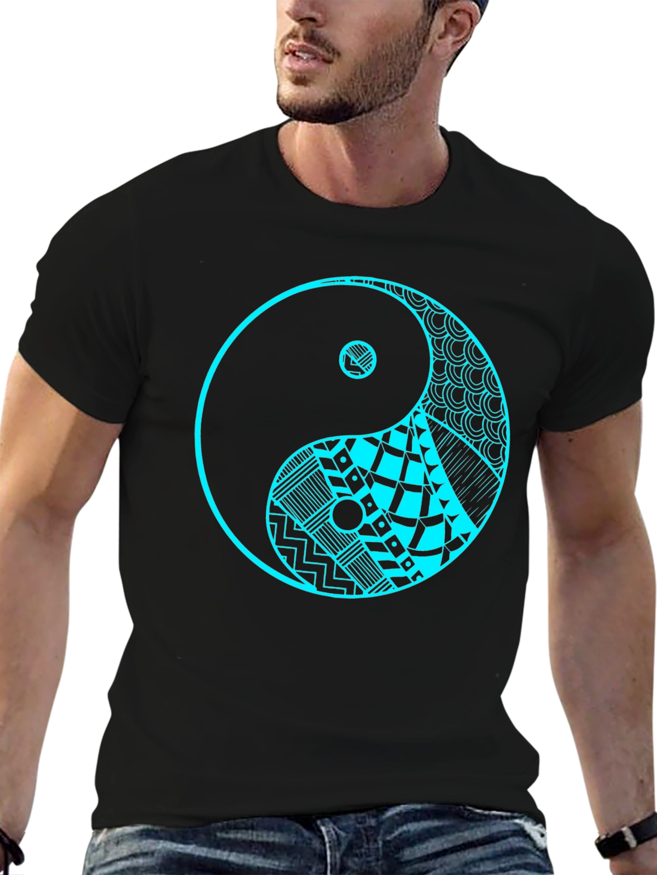 Yin Yang Graphic Tee - Black Cotton T-Shirt
