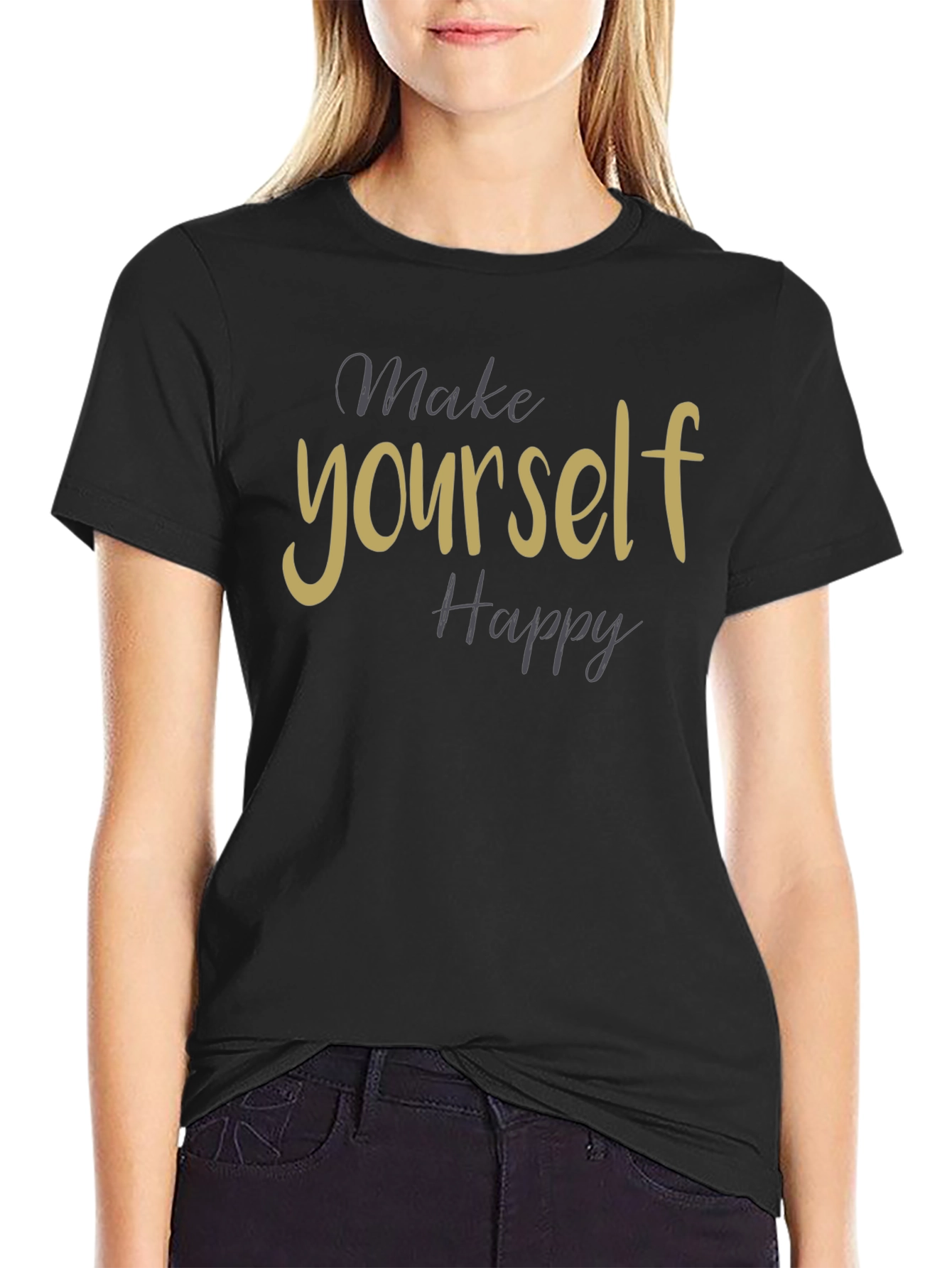 Make Yourself Happy Black Graphic Tee