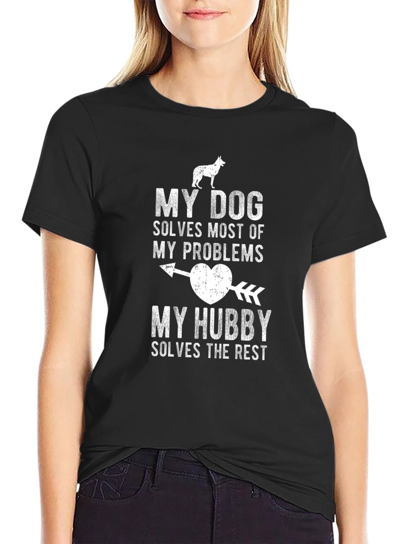 Dog & Husband T-Shirt: My Dog Solves Problems