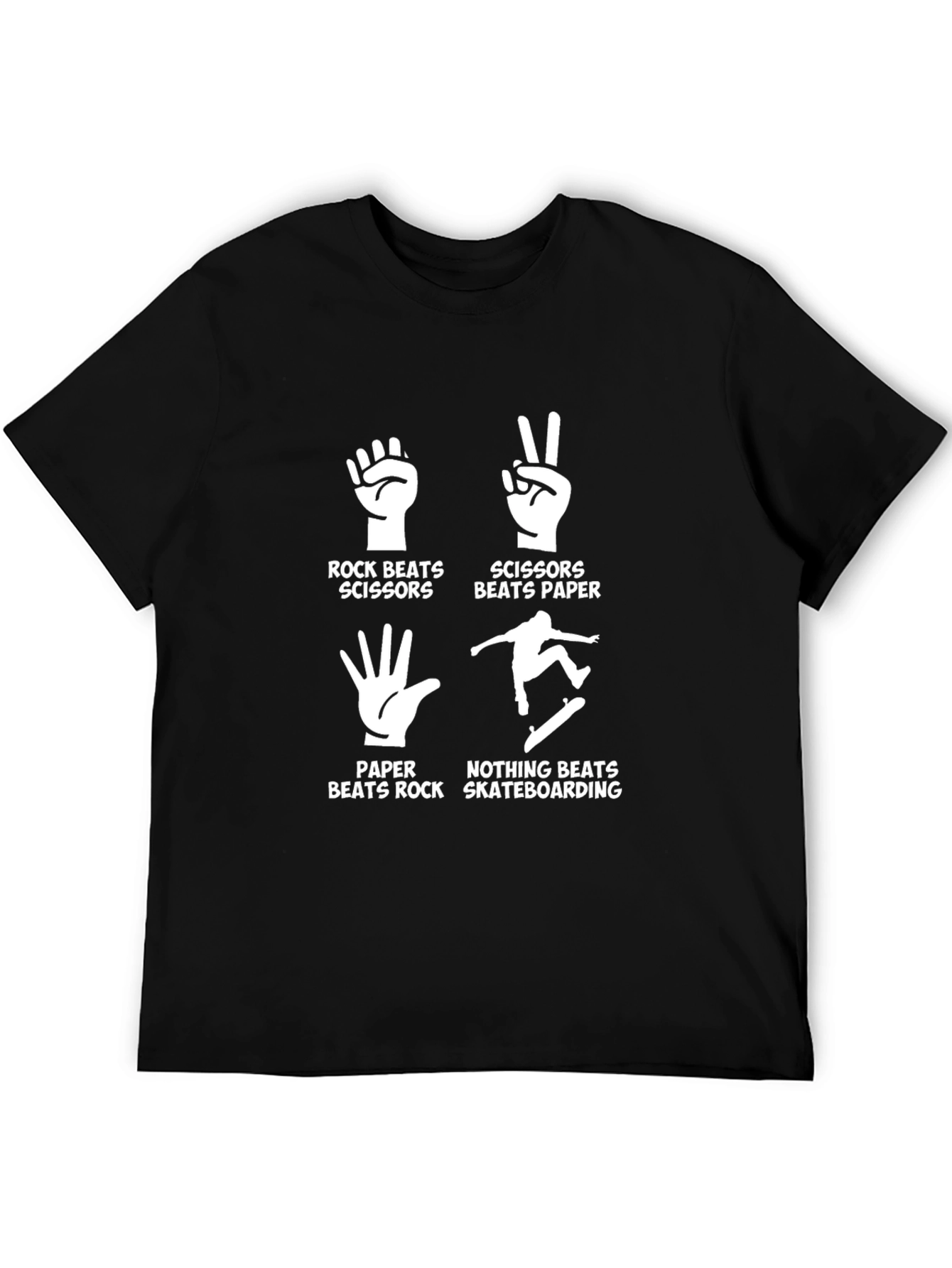 Rock Paper Scissors Skateboarding Black T-Shirt