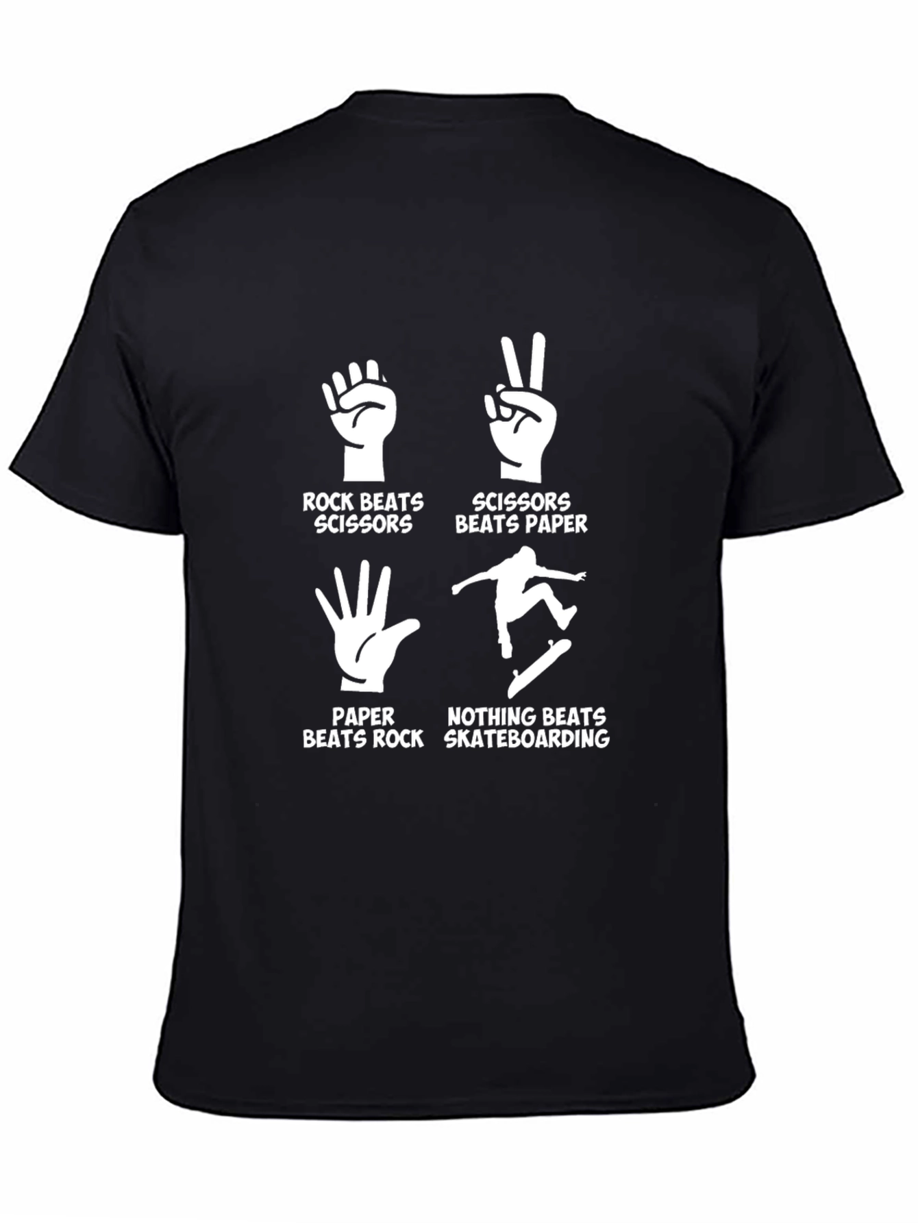 Rock Paper Scissors Skateboarding Black T-Shirt