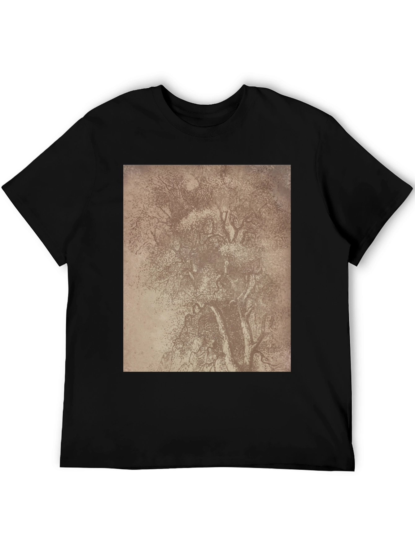Tree Sketch Graphic Tee - Classic Black Comfort