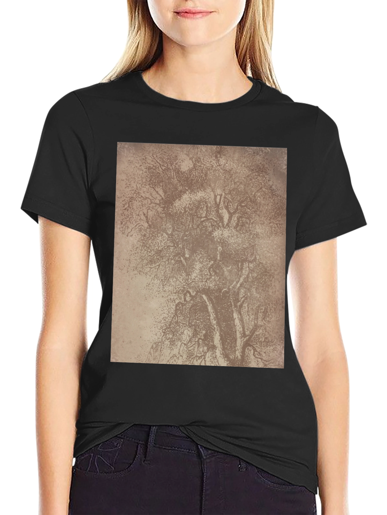 Tree Sketch Graphic Tee - Classic Black Comfort