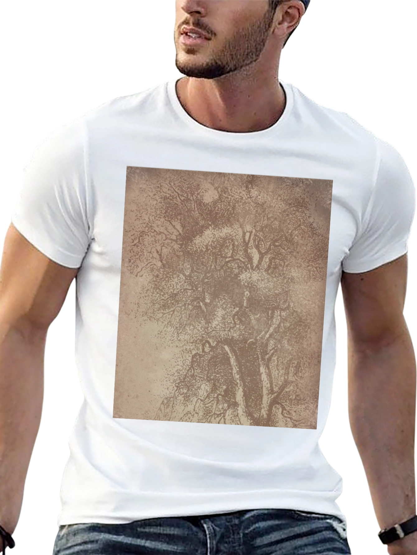 Tree Sketch Graphic Tee - Classic Black Comfort