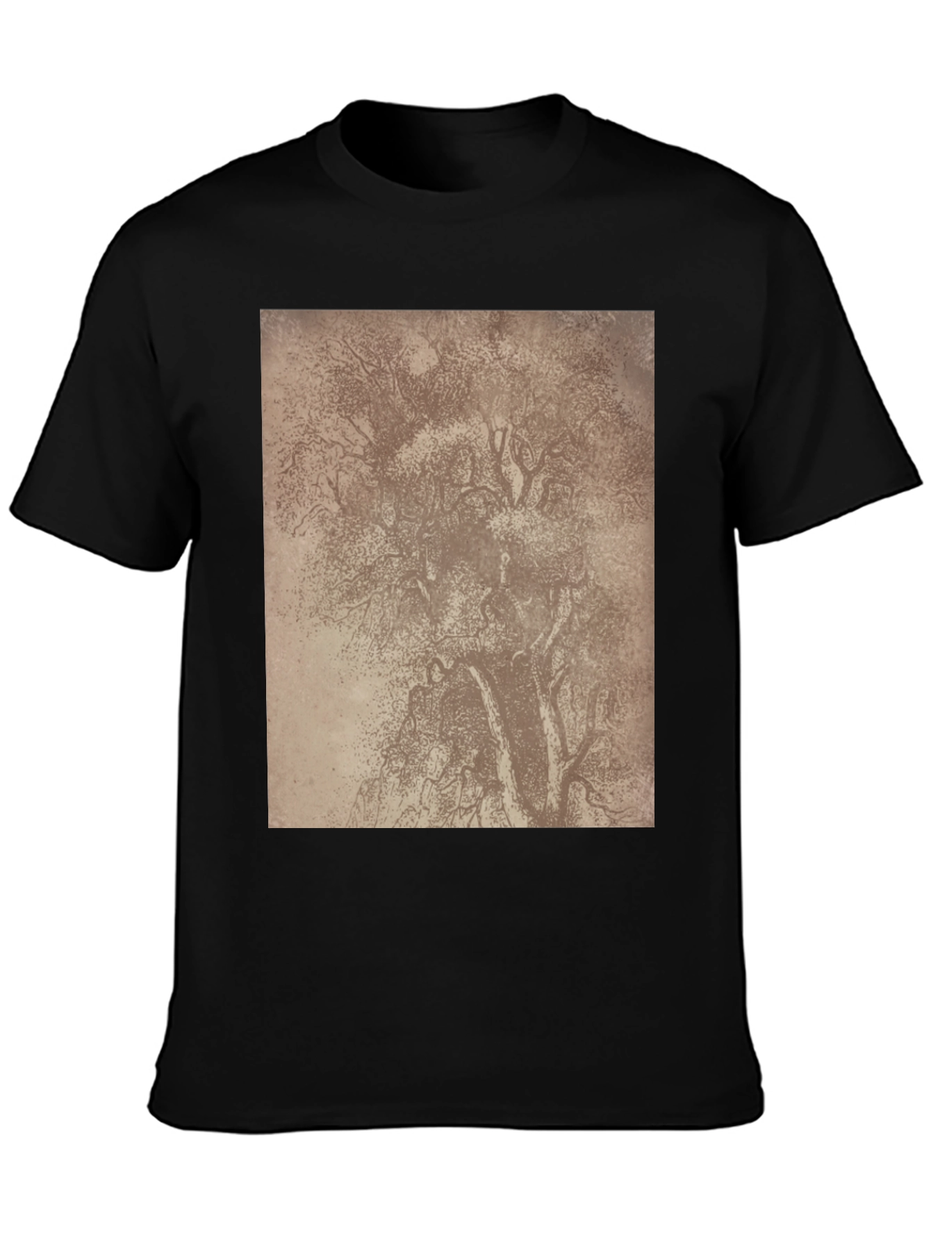 Tree Sketch Graphic Tee - Classic Black Comfort