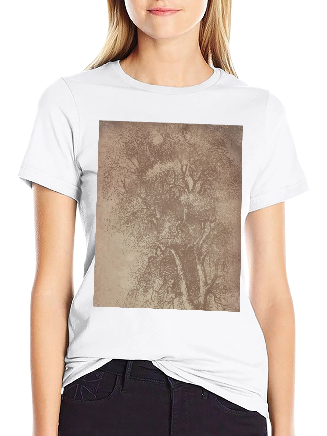 Tree Sketch Graphic Tee - Classic Black Comfort