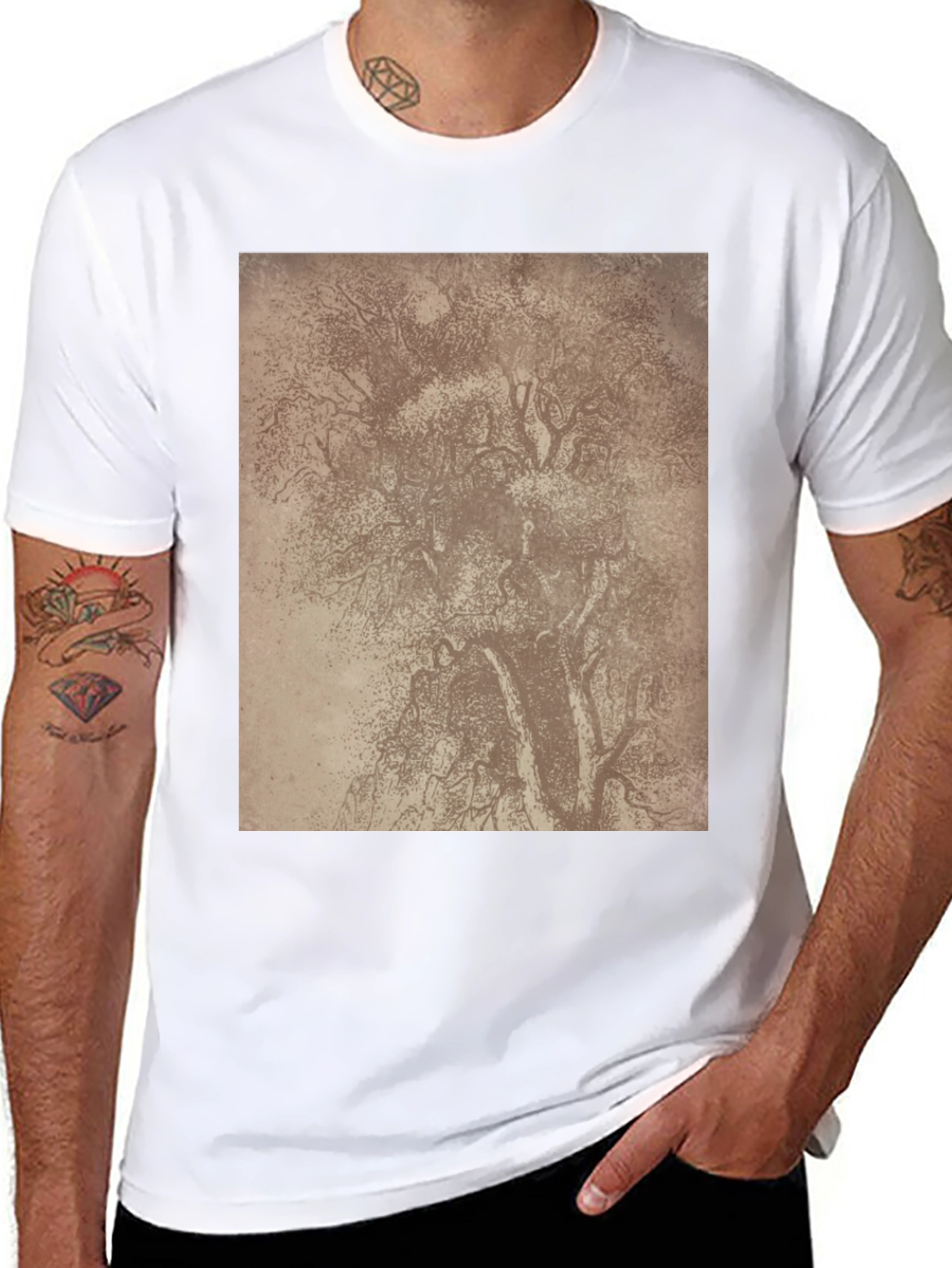 Tree Sketch Graphic Tee - Classic Black Comfort
