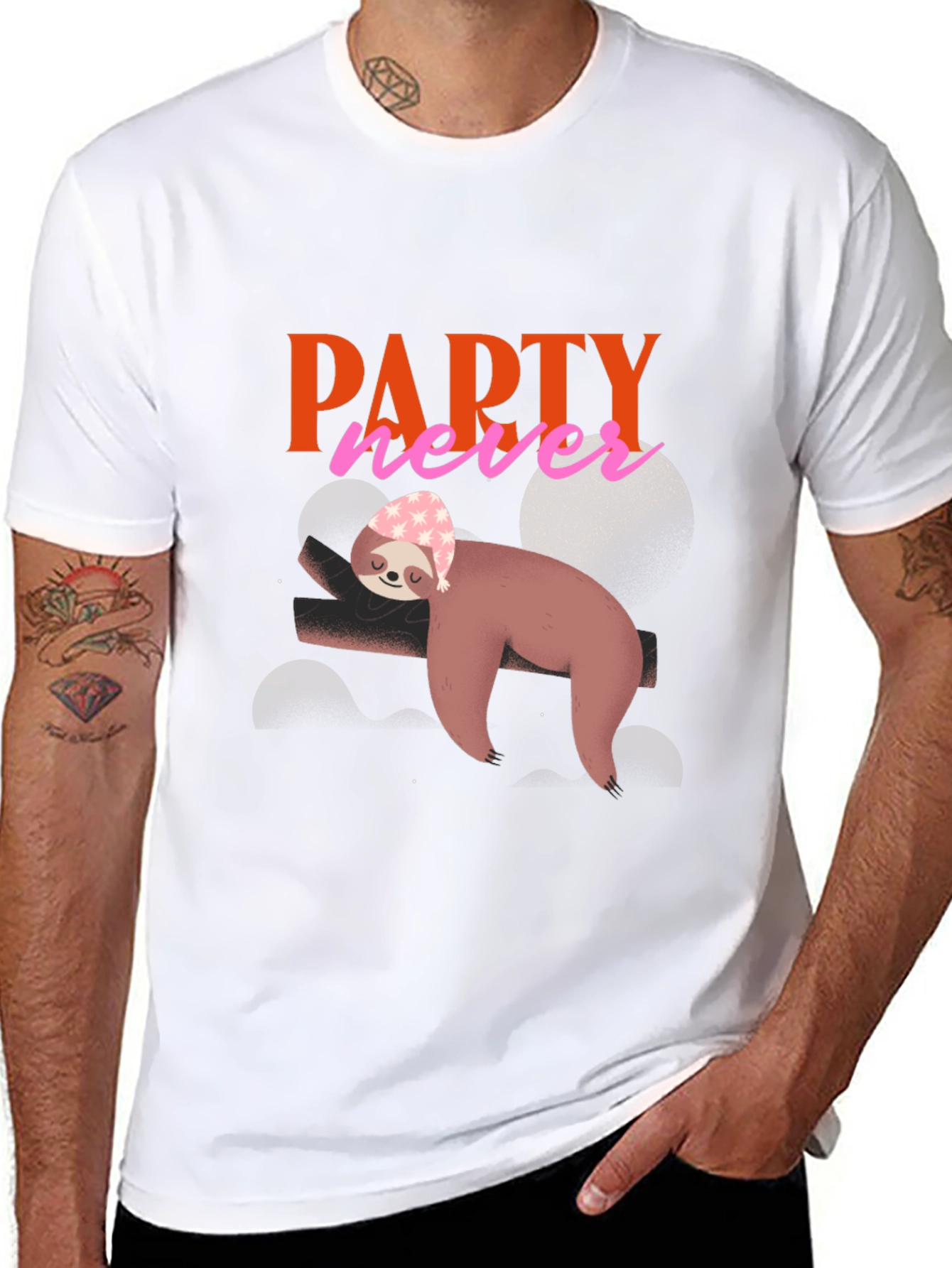 Party Never Sloth Graphic Tee - Comfy & Fun