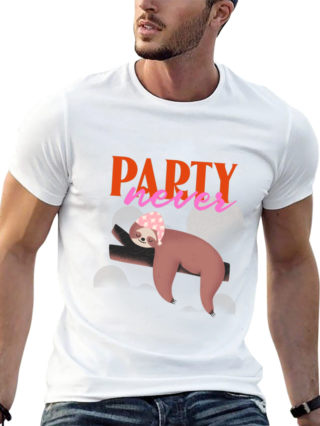 Party Never Sloth Graphic Tee - Comfy & Fun