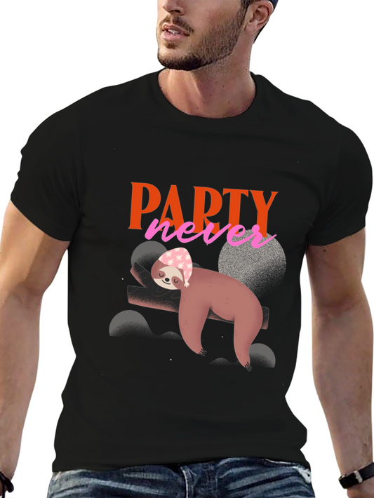 Party Never Sloth Graphic Tee - Comfy & Fun