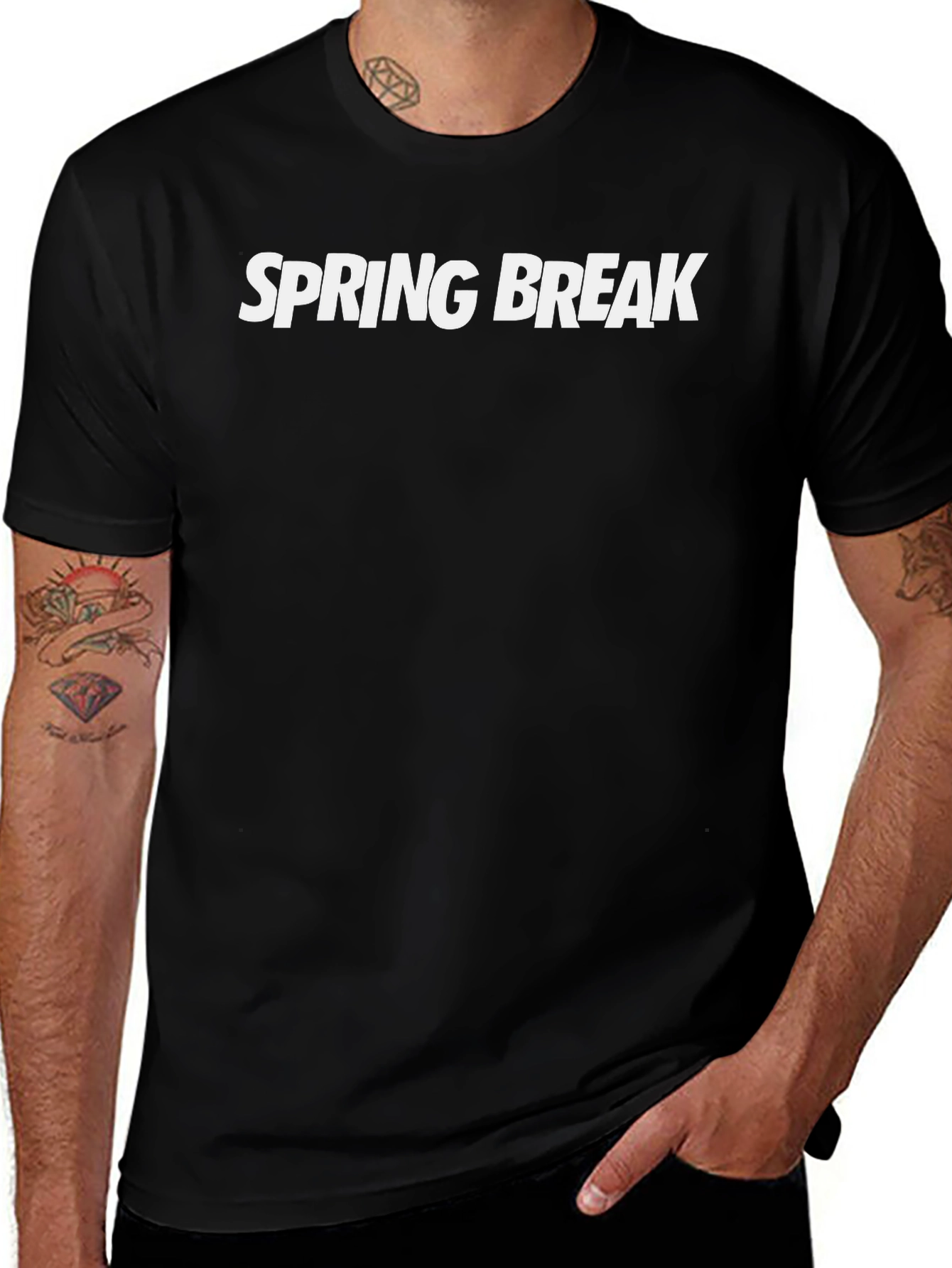 Spring Break Crew Neck T-Shirt - Black