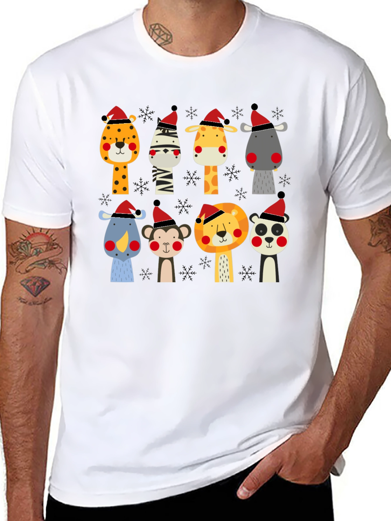 Festive Animal Print Christmas T-Shirt