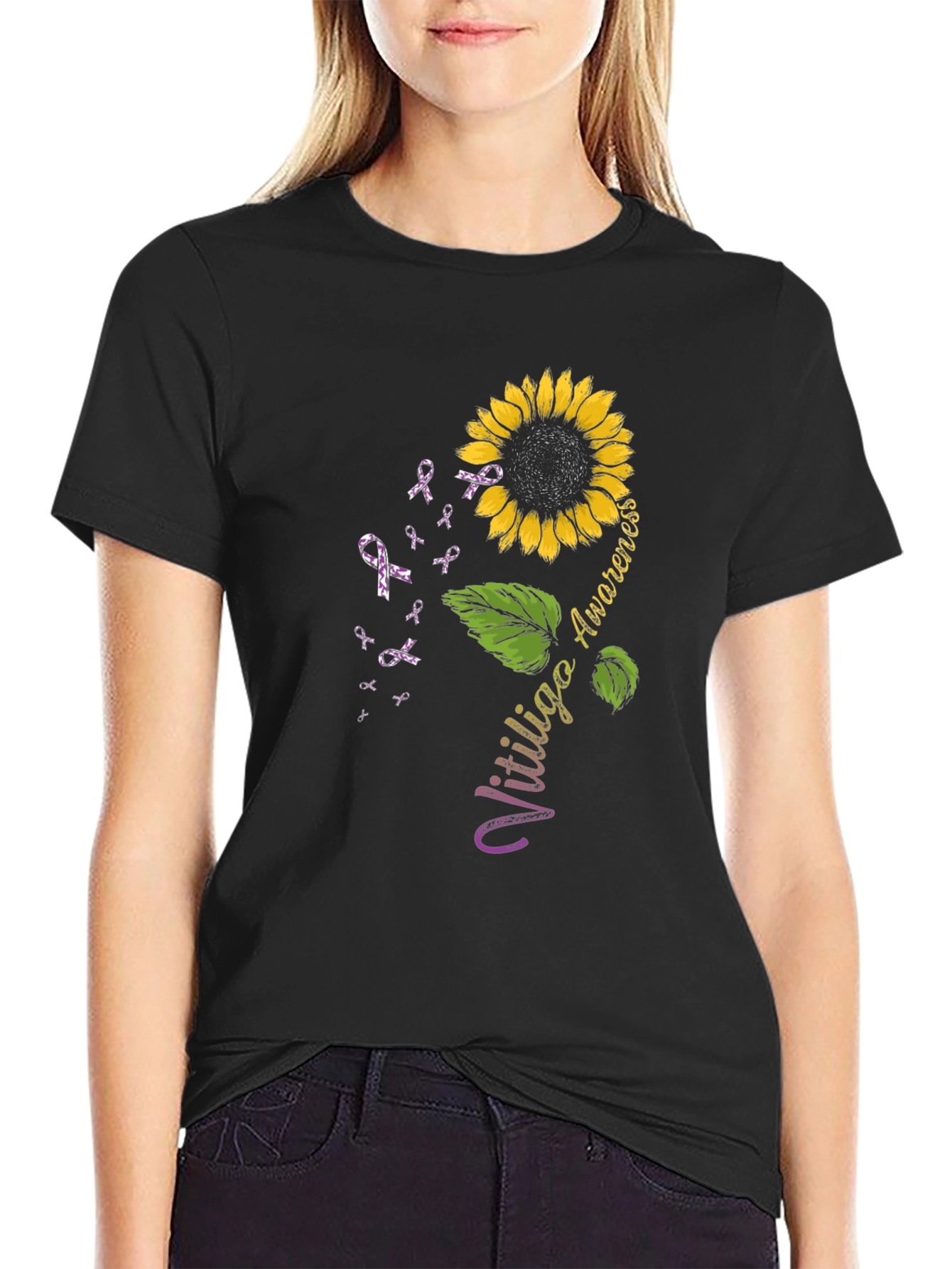 Vitiligo Awareness Sunflower T-Shirt