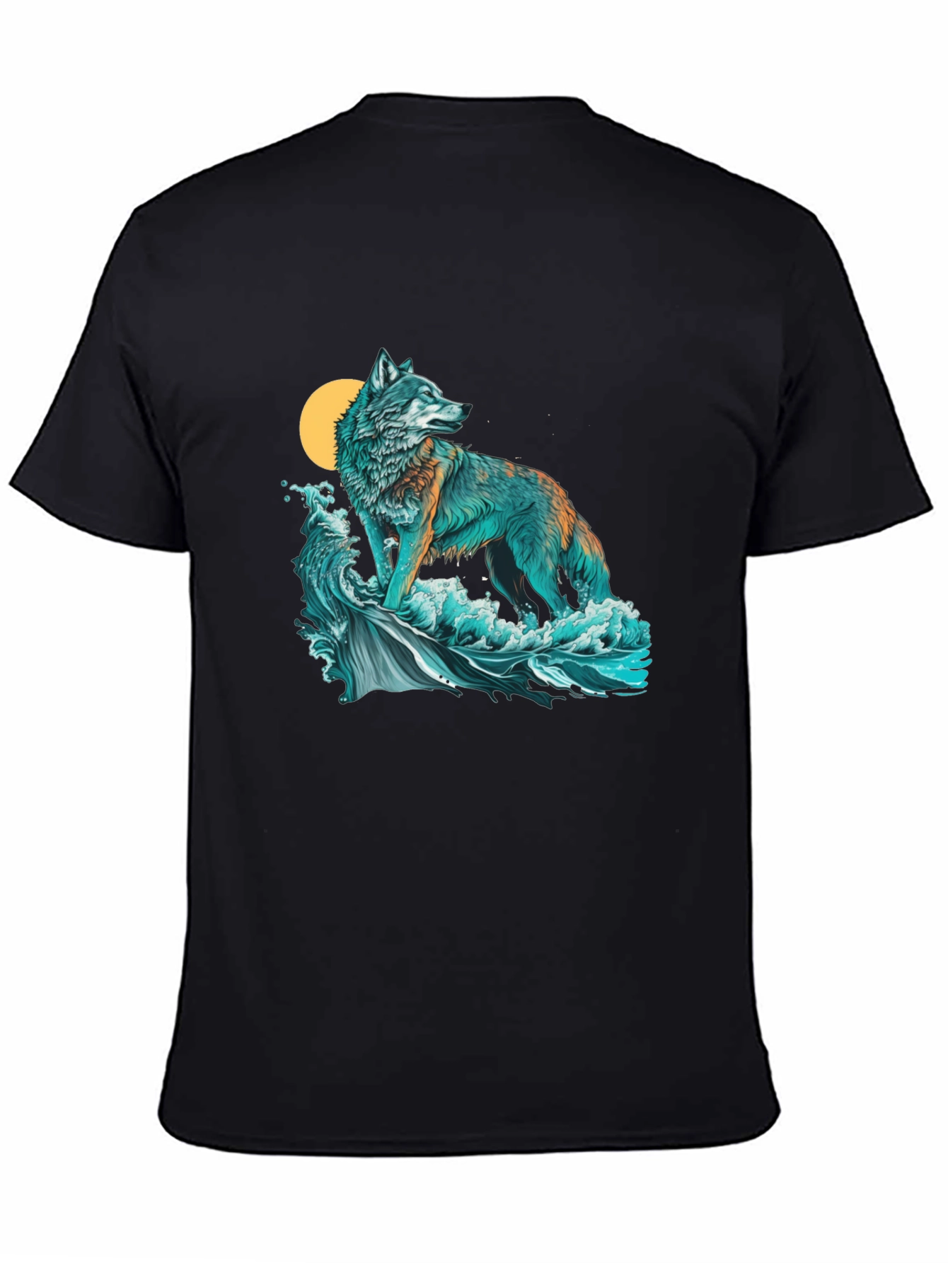 Wolf Moon Waves Graphic Tee - Stylish Comfort