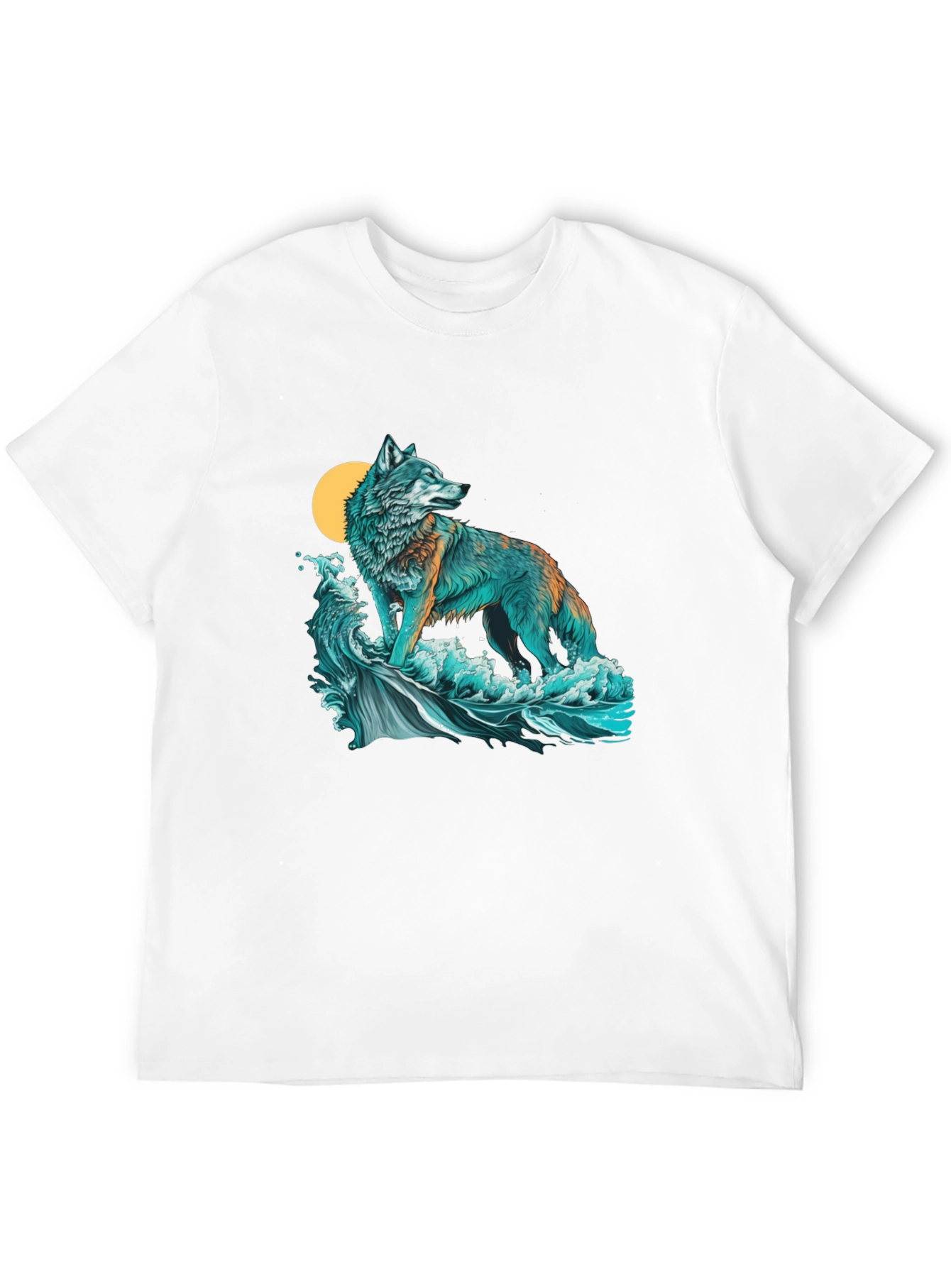 Wolf Moon Waves Graphic Tee - Stylish Comfort