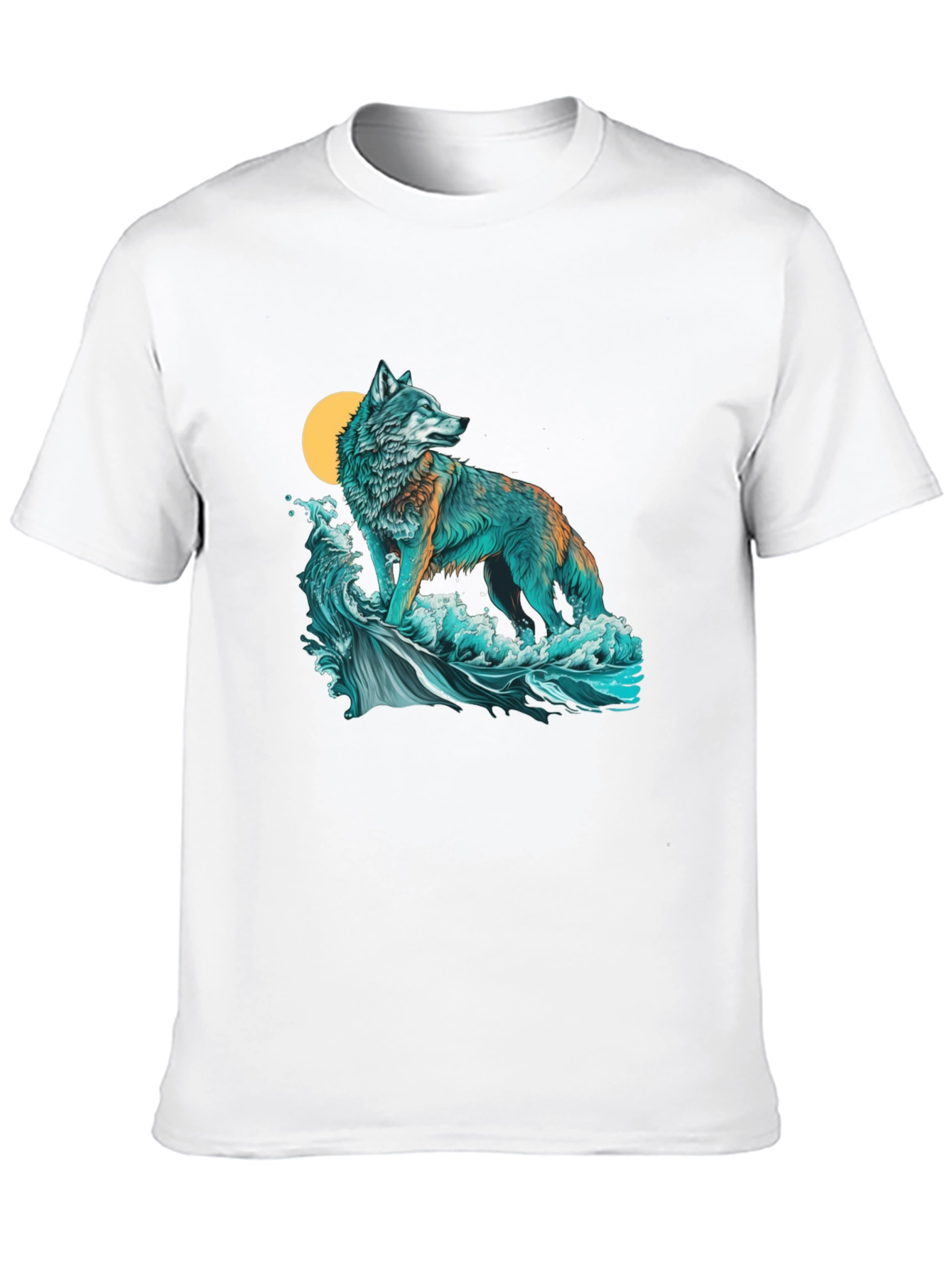Wolf Moon Waves Graphic Tee - Stylish Comfort