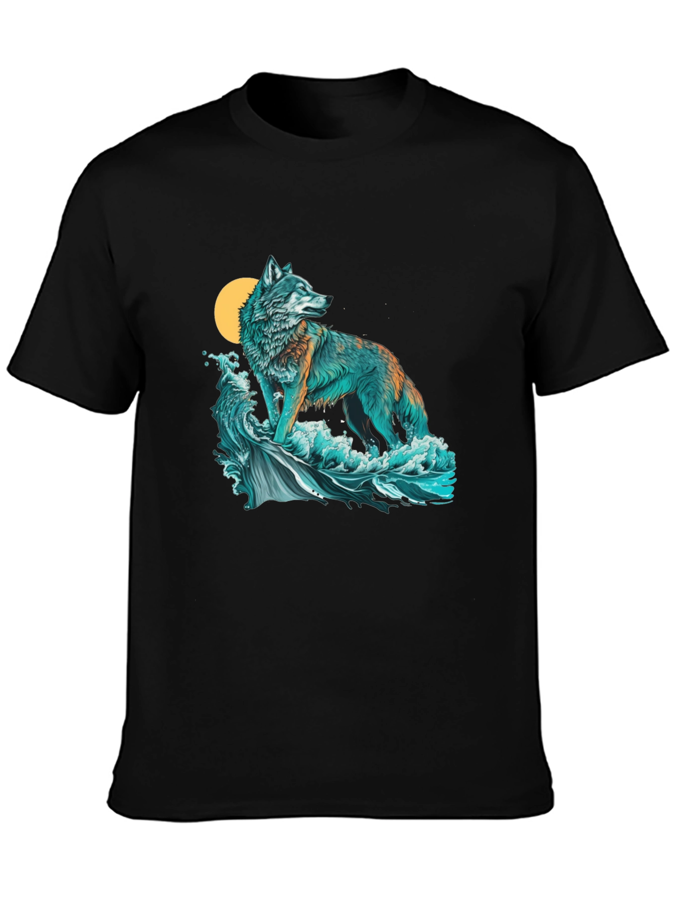 Wolf Moon Waves Graphic Tee - Stylish Comfort