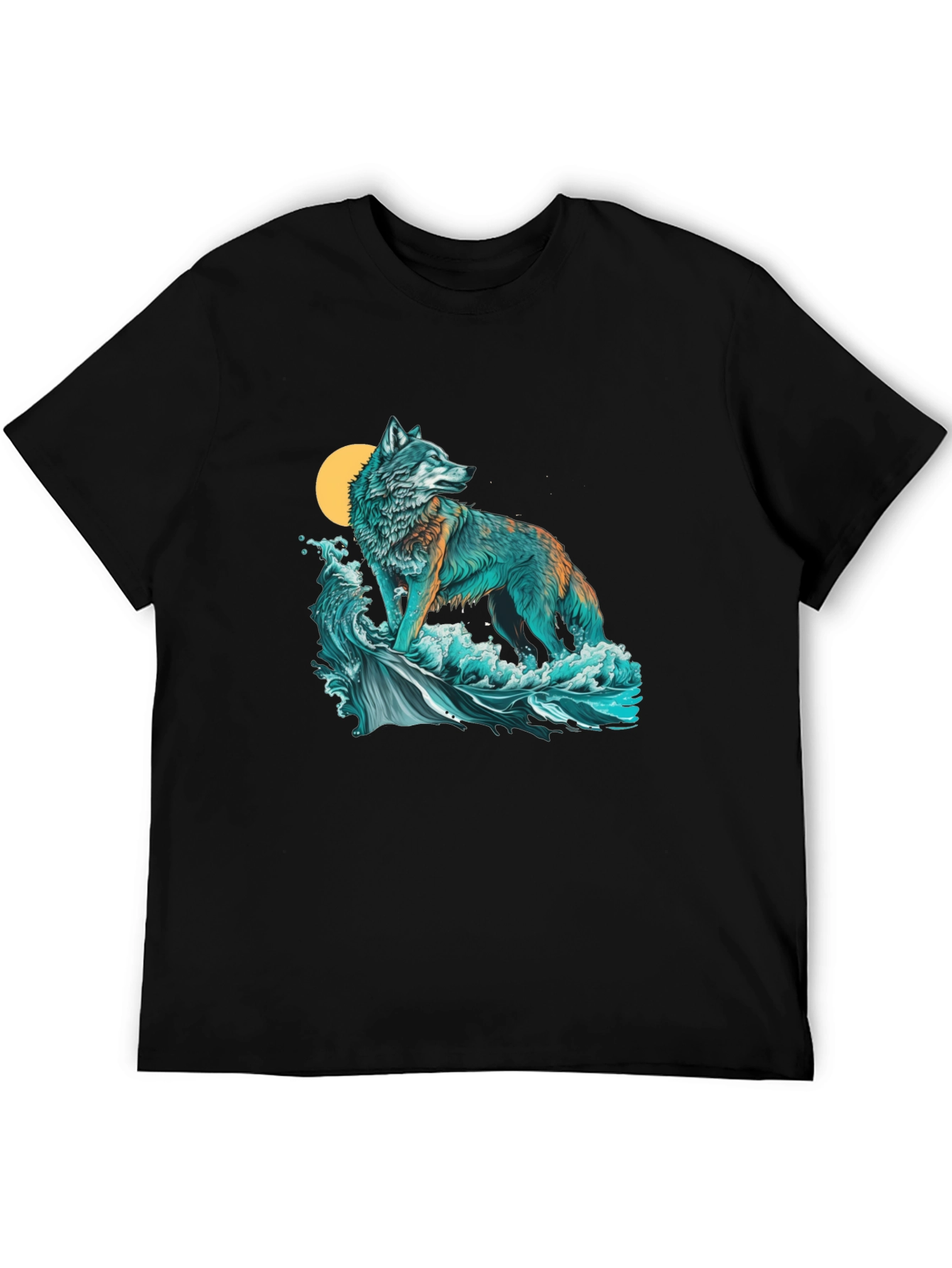 Wolf Moon Waves Graphic Tee - Stylish Comfort