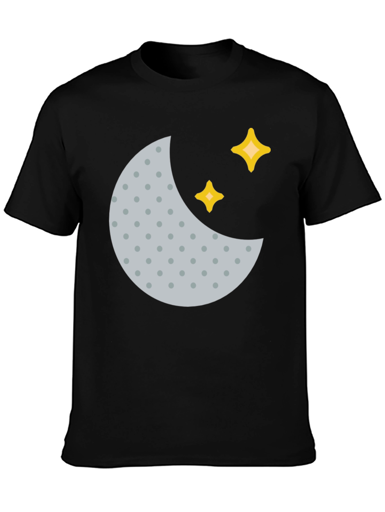 Crescent Moon and Stars Black T-Shirt