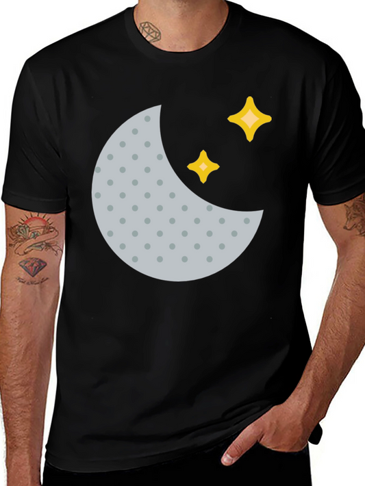 Crescent Moon and Stars Black T-Shirt