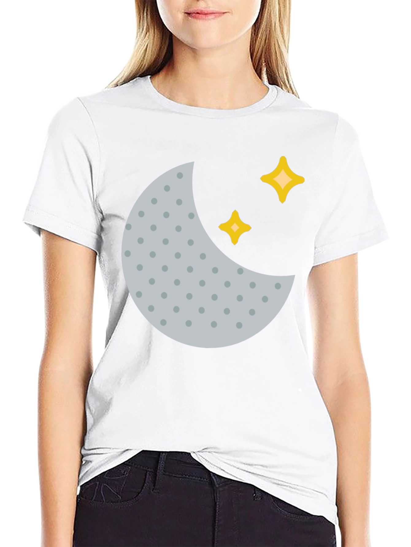 Crescent Moon and Stars Black T-Shirt
